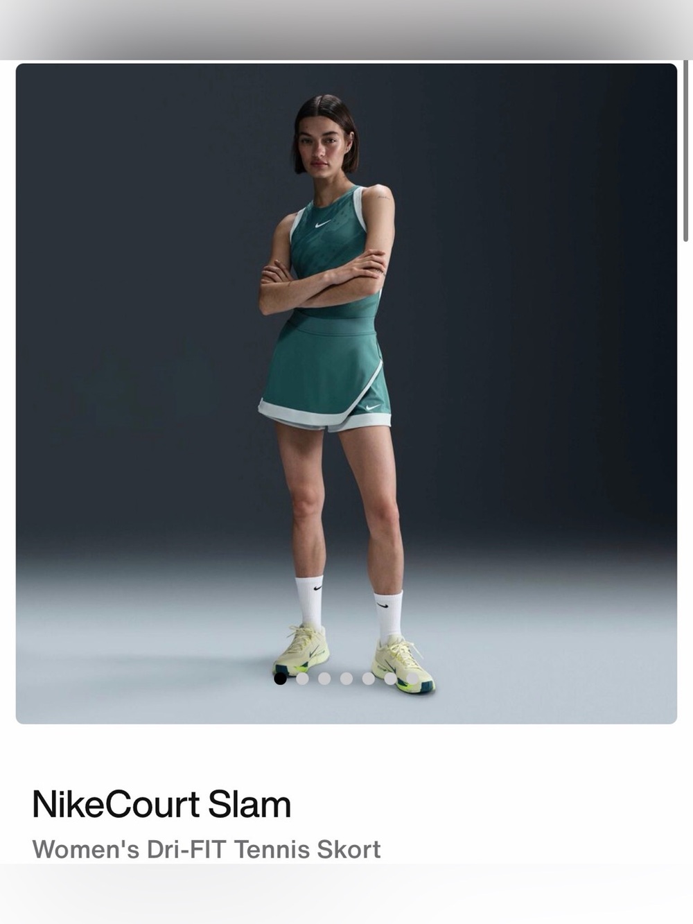 Nike Mineral Teal Tennis Skort with White Accents